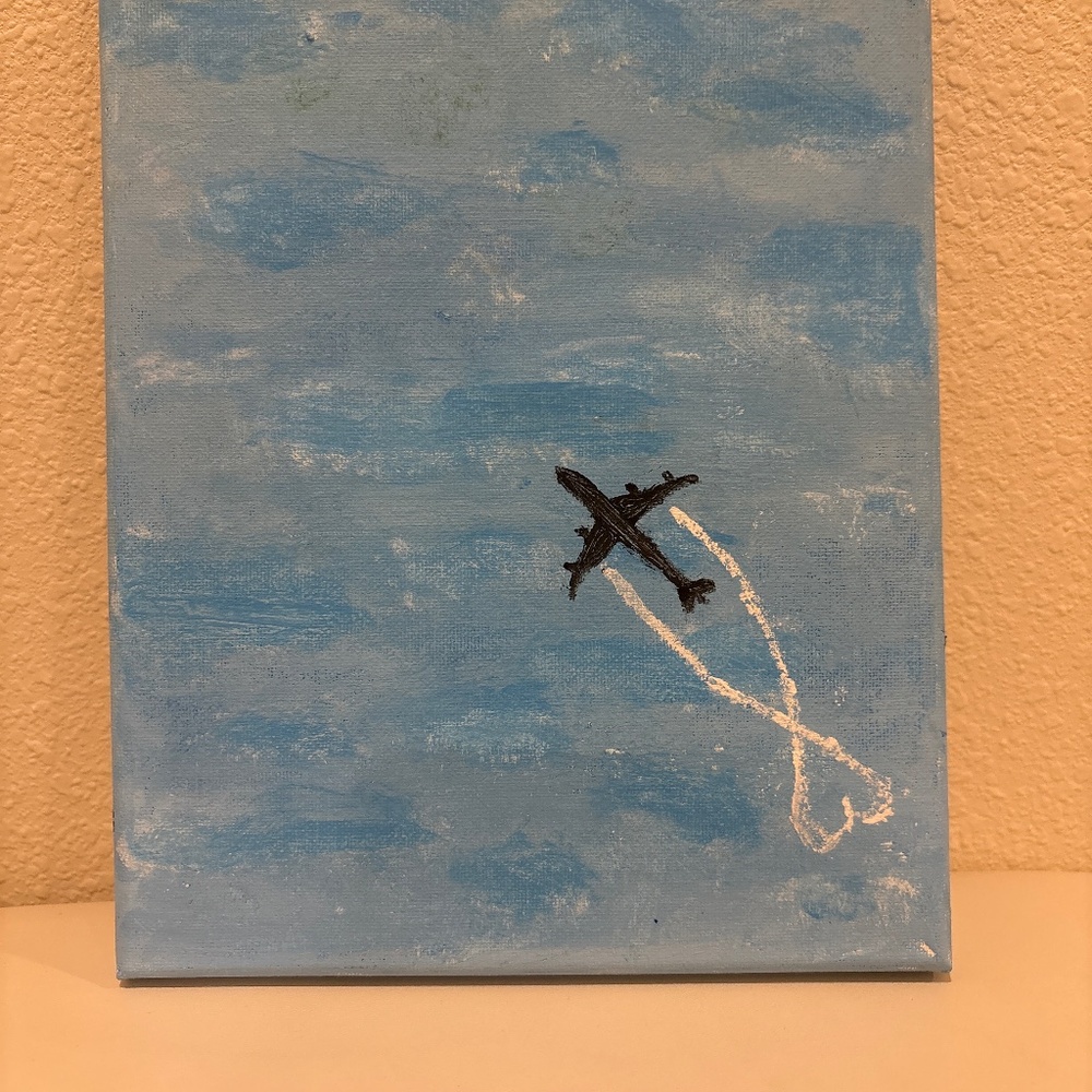 Boho wall art Airplane/ sky painting